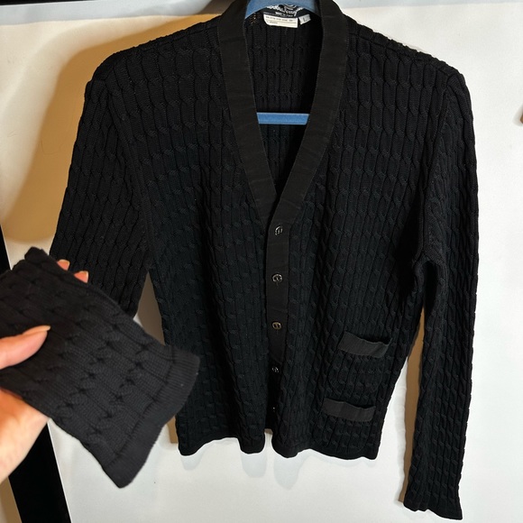 Salvatore Ferragamo Sweaters - Salvatore Ferragamo L black sweater knitted cotton black sweater cardigan